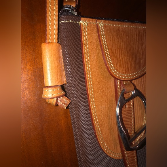 NWOT torerías ronda saddle bag shape brown pvc and leather made in Spain - Picture 6 of 12